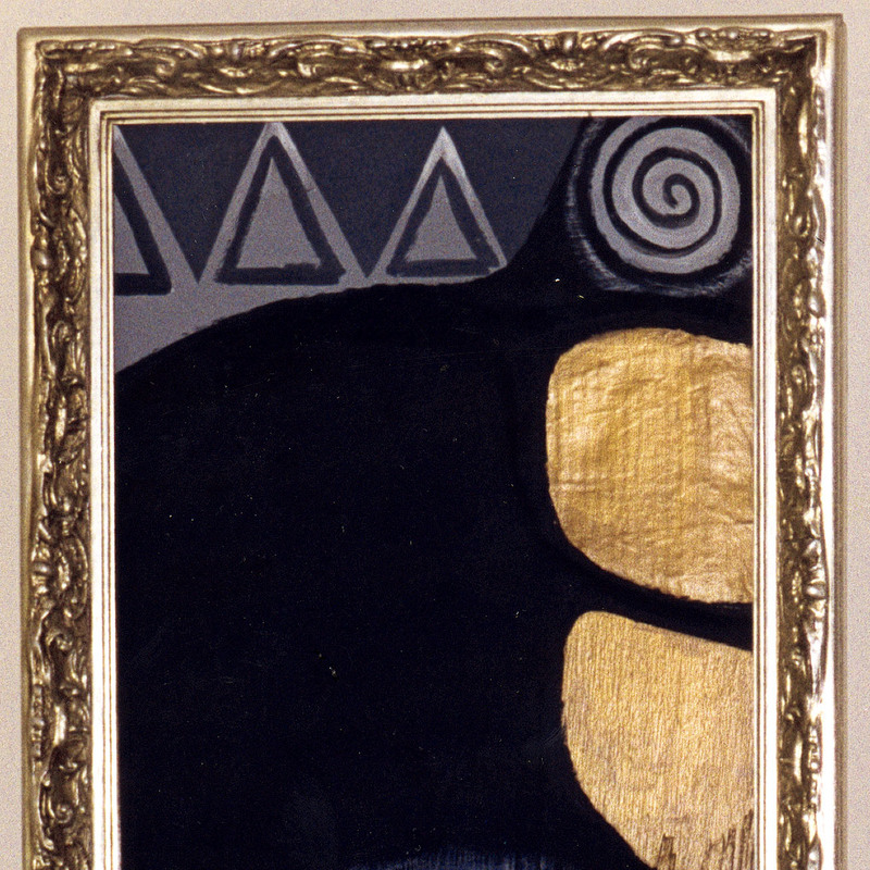 Rosa Laura - Acrylic & collage on card stock & wooden panel.